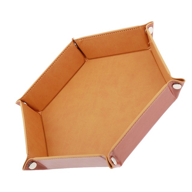 GAMELAND Eco Friendly PU Leather Collapsible Dice Tray for RPG DND and Other Table Games Tangerine