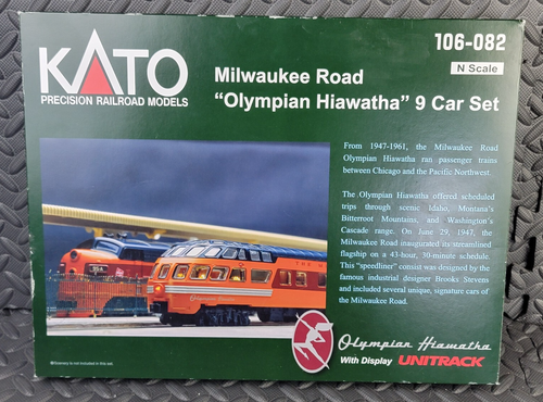 N Scale - Kato 106-082 - Milwaukee Road "Olympian Hiawatha" 9 Car Set - No Track
