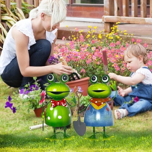 Frog Statue Metal Figurine Garden Outdoor Decor Yard 3D Art Sculpture 15x8x5inch - Picture 21 of 24
