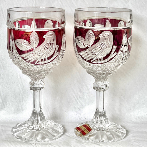Hofbauer Bleikristall Kelche Bleikristall Glas Paar Vögel Deutsch Hochzeit Geschenk