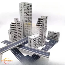 Diorama 1:300 Outland War-damaged Building Model City Houses Bridge Scene Model