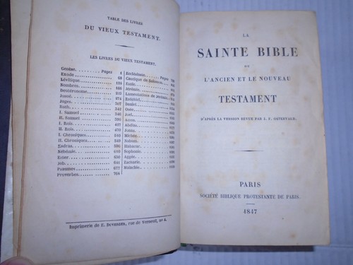 1847 - La Sainte BIBLE, THE OLD AND NEW TESTAMENTS by JF. OSTERVALD, PARIS, RARE - Picture 10 of 16