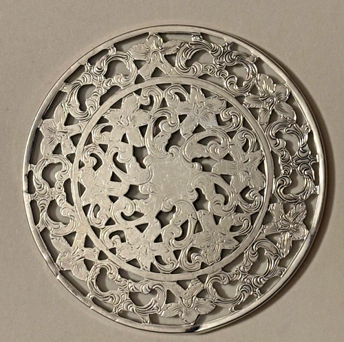 WEBSTER STERLING FLORAL DECORATED COASTER