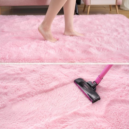 Soft 2x6 Feet Hallway Runner Rug Modern Shag Carpet Shaggy No Slip Pink - Picture 2 of 4