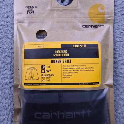 Carhartt Boxer Briefs Underwear Mens 2XL 44-46 Black Force Stretch Rugged NWT - Picture 4 of 12