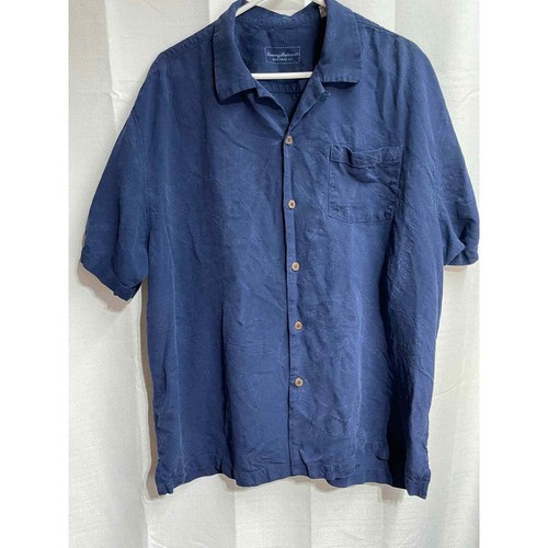 Tommy Bahama Short Sleeve Button Down 100% Silk Blue XXL