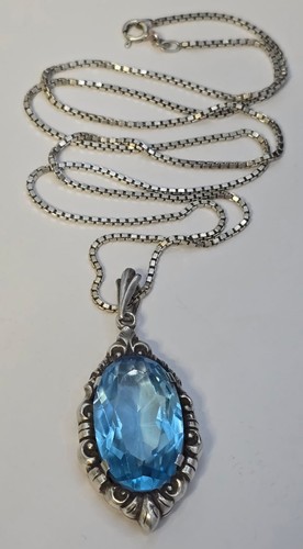 Großer Jugendstil Anhänger und Kette aus 925er und 830er Silber 60cm - 16,3 gr. - Bild 4 von 9