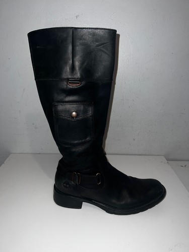 Timberland Sz 10 Charles Street Darcey Black Leather Combat High Statement Boot - Picture 6 of 12