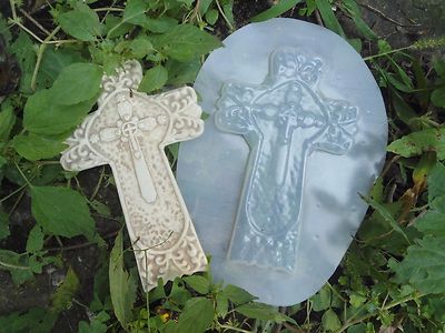 Small elegant cross mold resin plaster cement mould  6.5'' x 4'' x 1/3'' thick