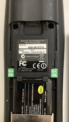 Mando a distancia RTI T2-CS T2CS sin base de carga SIN PROBAR - TAL CUAL - REPUESTOS/REPARACIÓN - Imagen 6 de 7