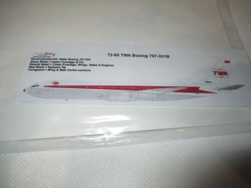 TWOSIX DECALCOMANIE 1:72 BOEING 707-331B SET DECALCOMANIE TWA - Foto 2 di 2