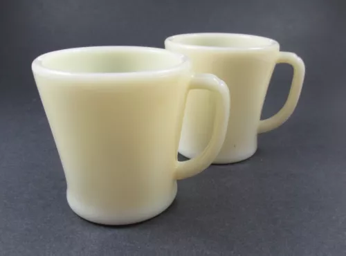 RARE Vintage Fire King Ivory Philbe Wannabe Flat Bottom D Handle Glass Mug + 1