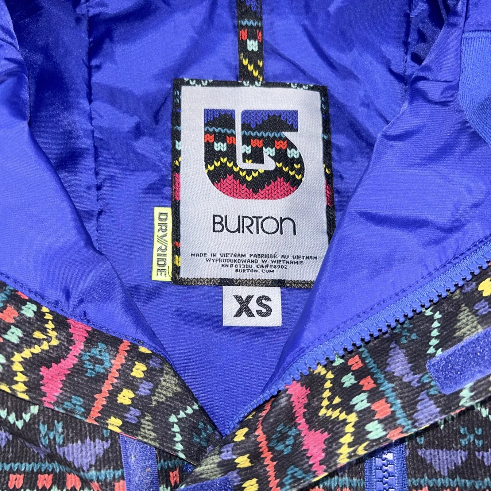 burton hooded dryride ski snowboard winter coat aztec southwest jacket