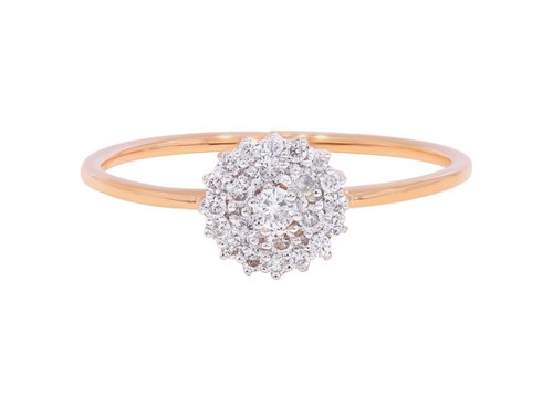 0.20 Carat FG/VS Round Lab Grown Diamond Cluster Ring Made In 18K Solid Gold - Picture 5 of 8