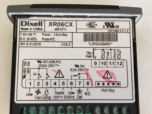 Dixell Digital Temp Controller XR06CX-4R1F1 (Atosa p/n W0302175, W0302184) 2913 - Picture 2 of 4