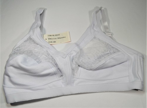 Plus Size Bra No Push UP Non-padded Wirefree Full Coverage Lace Trim 40C - Picture 6 of 9