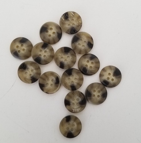 14 pcs Shell Plastic 4 Hole Buttons 1/2" 15mm Tan Natural Shirt - Picture 3 of 7