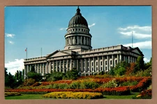 State Capitol Building Flag Clouds Dome Salt Lake City Utah UNP Chrome Postcard