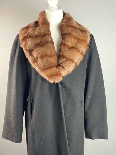 Trench cappotto vintage Harve Bernard by BENARD HOLTZMAN lana con colletto in pelliccia sintetica * LRG - Foto 2 di 6