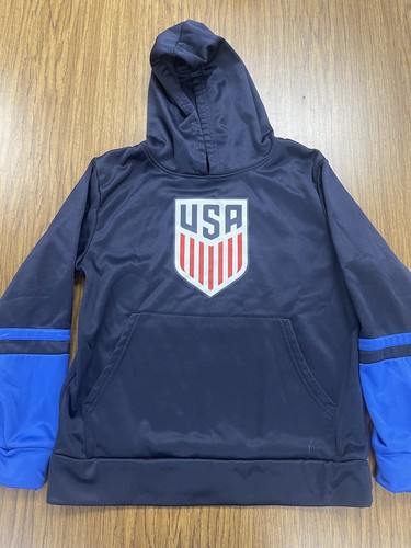 USA Kids Navy Pullover Hoodie Size Youth Small YS 8-10 Boys Girls - Picture 1 of 5