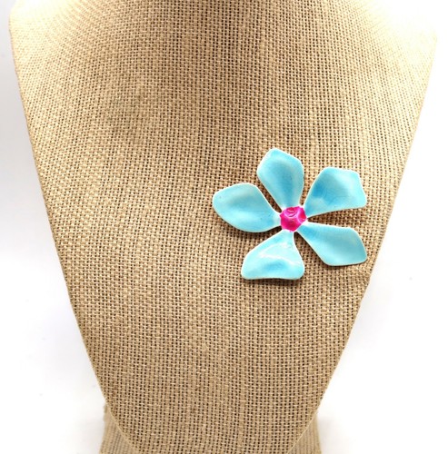 Broche Flor Azul De Colección Esmalte Sobre Metal Rosa Abstracto Moda Joyería - Imagen 4 de 10