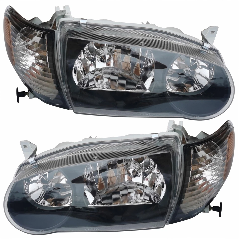 For 2001-2002 Toyota Corolla Headlights Set w/Corner Signal Headlamps Left+Right - Imagem 2 de 4