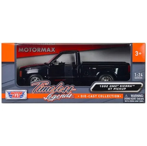 MotorMax Timeless Legends 1/24 1992 GMC Sierra GT Pickup Stepside OBS Black - Picture 2 of 3