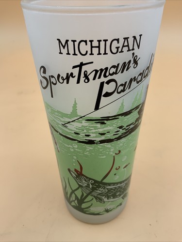 Vintage Set (7) Michigan Sportsman's Paradise Frosted Becher seltenes Set - Bild 8 von 24