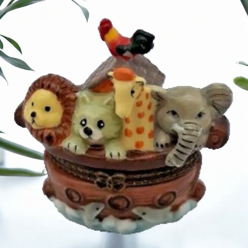 Porcelian Noah's Ark Trinket Jewelry Box With Noah Figurine - Picture 13 of 13