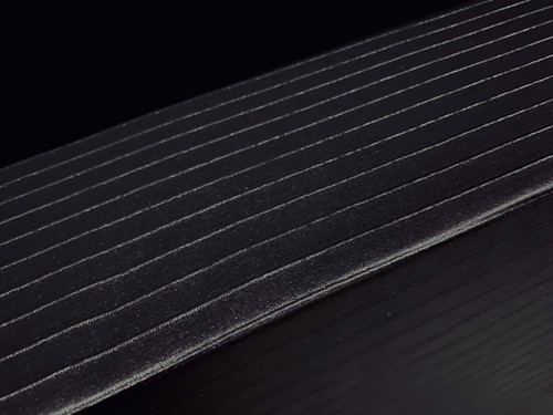 Stretch Pvc Faux Leather Jersey Fabric, Per Metre - Raised Pinstripe - Black - Picture 2 of 3