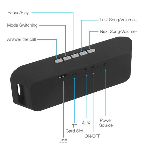 Stereo Bass USB/TF/FM Radio Portable Bluetooth Speaker Wireless Indoor Outdoor - Picture 20 of 50