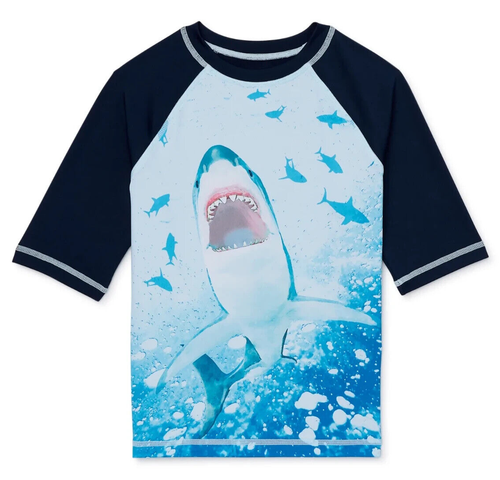Wonder Nation Boys'SIZE XL 14-16 Short Sleeve RashGuard Swim Shirt with UPF 50+ - Picture 1 of 3