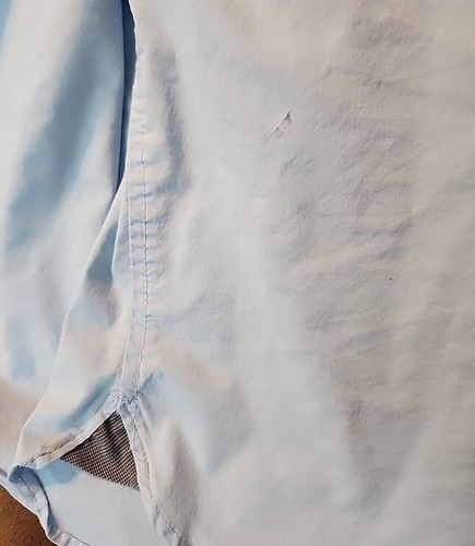 Van Heusen Never Tuck Men's Large Short Sleeve Blue Button Front Shirt - Picture 7 of 8