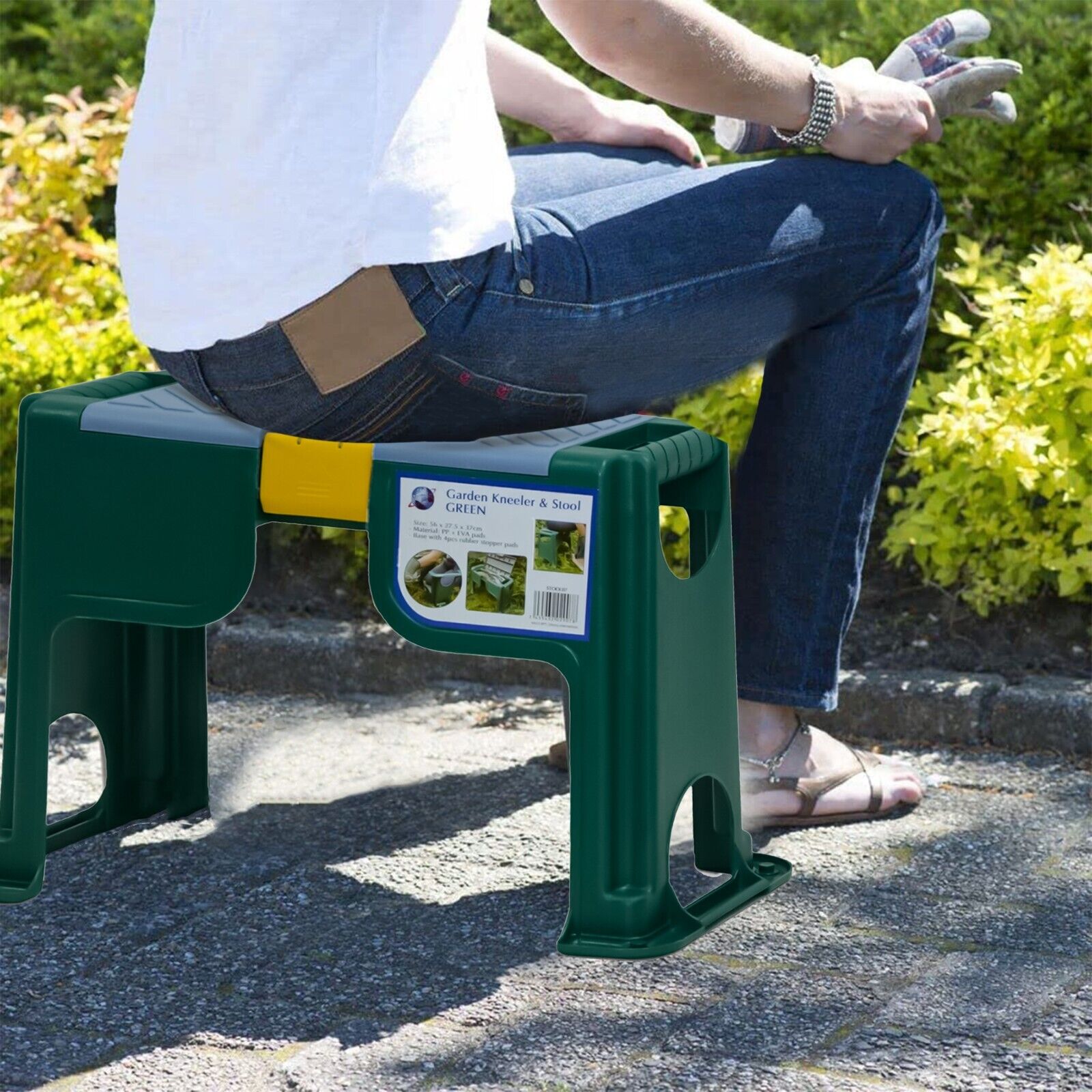 3 In 1 Gardener's Kneeling Padded Kneeler Seat With Tools Storage Portable Stool