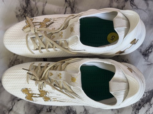 Cleats Under Armour Men Blur 2.0 Smoke Suede White Gold Football Shoes Size 15 - Picture 11 of 24
