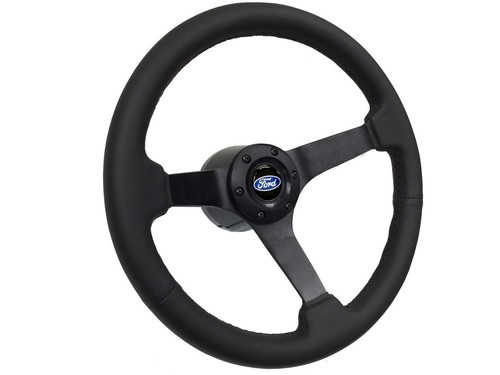 1984-2004 Ford Mustang SN95 6-Bolt Black Leather Steering Wheel Kit, Blue Oval - Bild 1 von 9