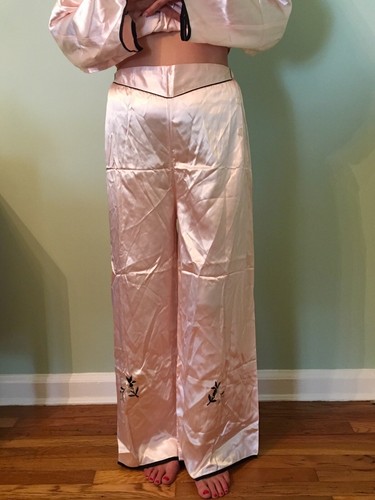Vtg Sun Bros & Company 1950s WWII Japan Embroidered Satin Lounge Pajama Set S - Picture 8 of 12