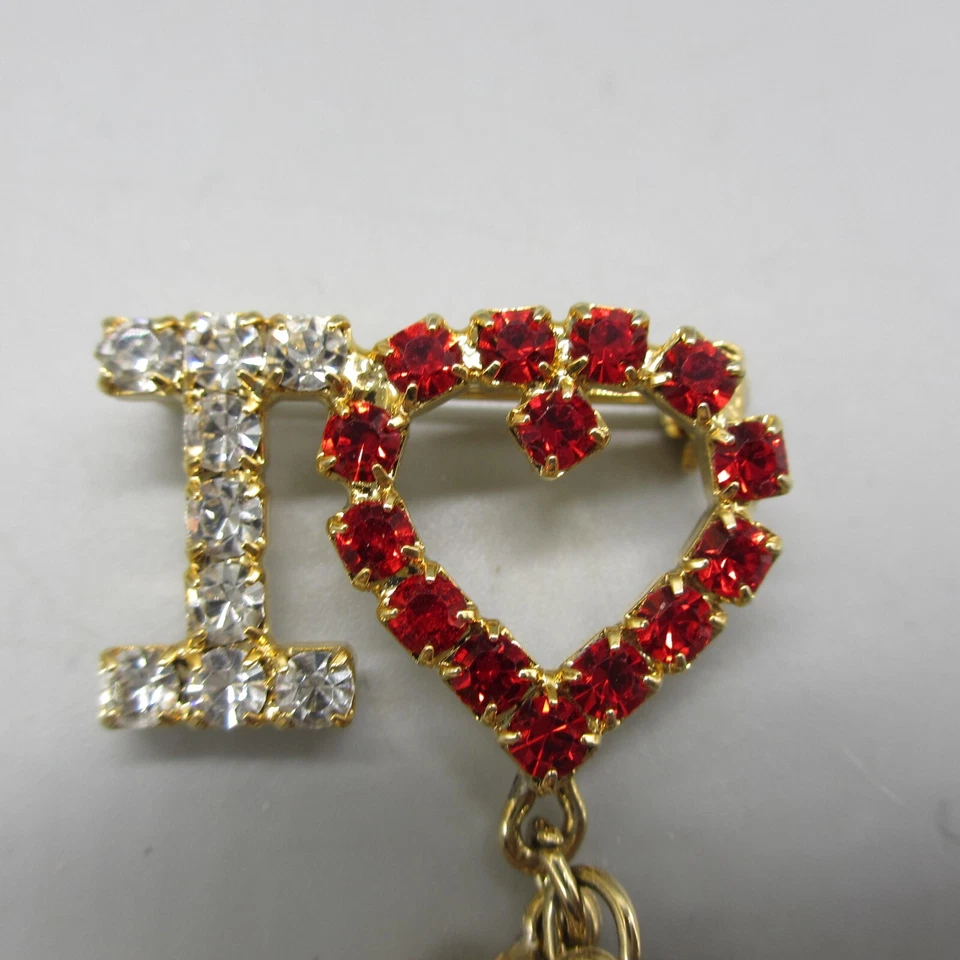Broche I Love Patines de Hielo Estrás Corazón Rojo Transparente 2" Foto 3 de 4