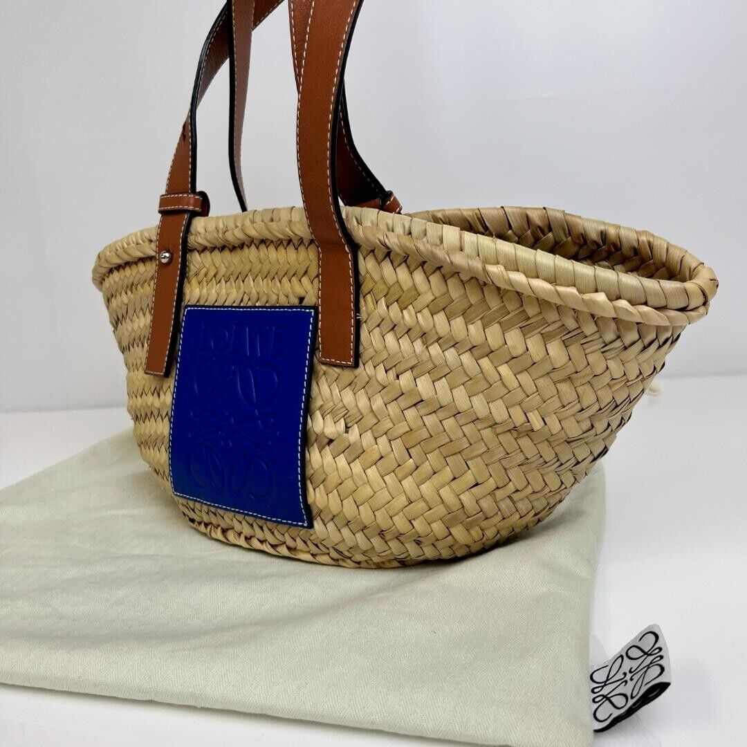 LOEWE authentic Basket Bag Tote Bag Women Blue Made in Spain