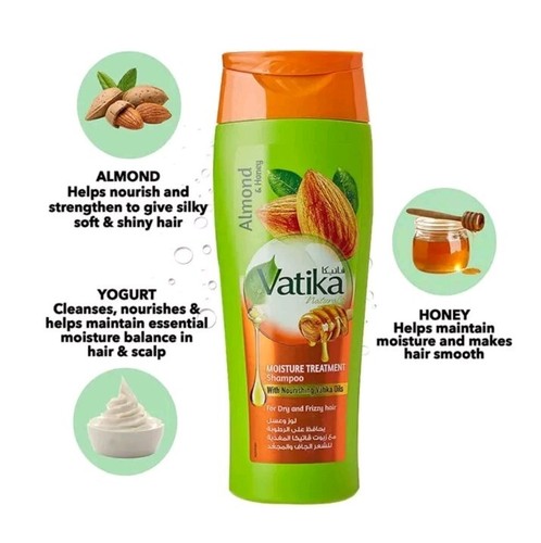2 X 400ml VATIKA ALMOND & HONEY MOISTURE TREATMENT SHAMPOO FOR DRY & DAMAGE HAIR - Picture 3 of 4