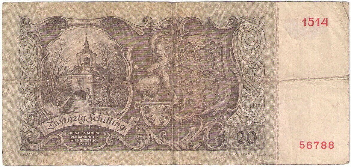 Austria banknote - 20 zwanzig schilling - year 1950 - Joseph
