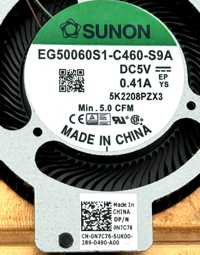 Nuevo ventilador de refrigeración de CPU DELL Latitude 5410 5411 fabricante de equipos originales EG50060S1-C460-S9A DC5V N7C76 - Imagen 4 de 5