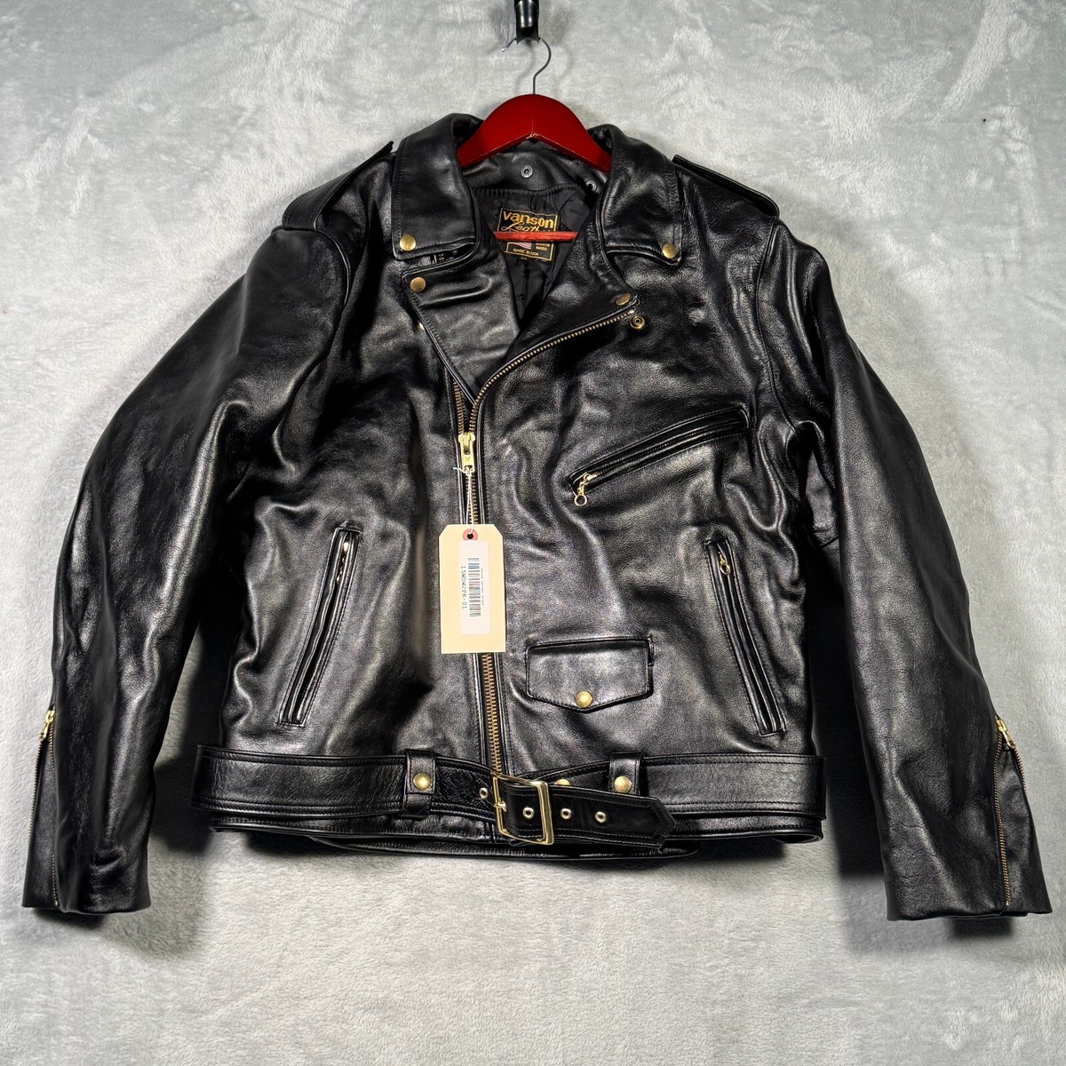 BLACKTOP MOTORCYCLE x VANSON ライダースジャケット Vanson Leather Jacket 50 Black Full Zip Motorcycle Model E