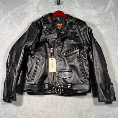 Vanson Leather Jacket 50 Black Full Zip Motorcycle Model E