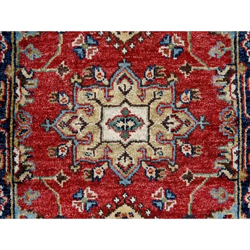 2'x3' Rich Red Karjihooz Geometric Medallions Wool Hand Knotted Mat Rug G84980 - Picture 4 of 7