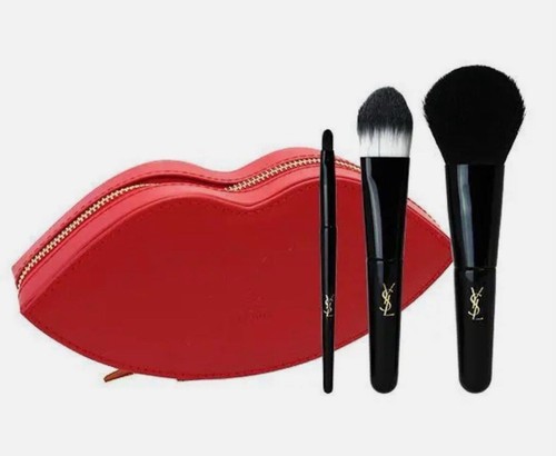 Yves Saint Laurent Luxury Lip Brush Kit with Red Faux Leather Pouch - Picture 2 of 6