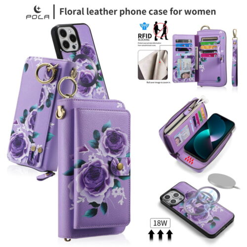 Large Capacity Multifunction Wallet Case Detachable Magnetic Cover for iPhone - Afbeelding 1 van 75