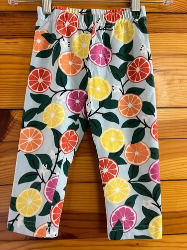 Hanna Andersson Blue Fruit Slices Capri Pants Girl Citrus Cropped Leggings 110 5 - Picture 1 of 2