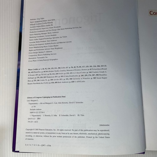 Trigonometry by Margaret L Lial 8th Edition - Foto 3 di 3