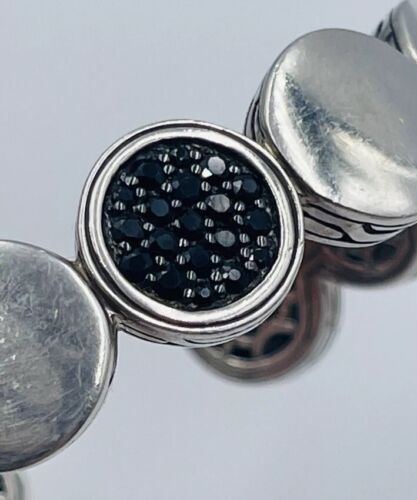 John Hardy Sterling Silver & Black Spinel Double Station Flex Cuff Bracelet - Picture 4 of 5